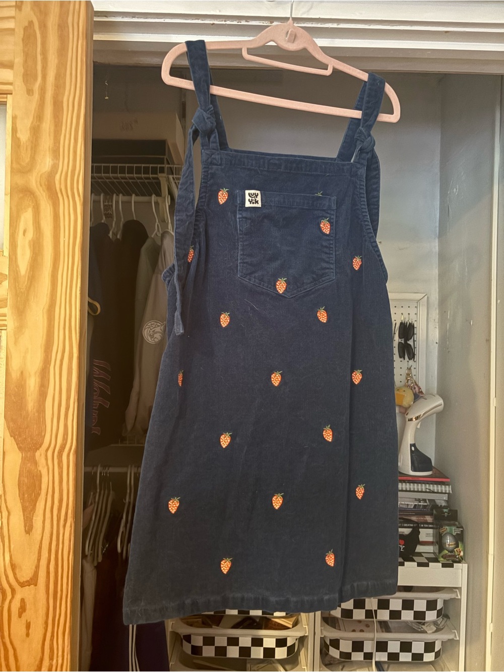 Lucy & Yak Corduroy Strawberry Embroidered Pinafore